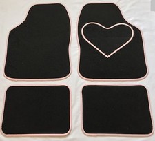 BLACK CAR MATS WITH PINK HEART