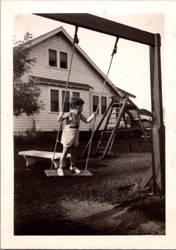 Little boy backyard - backyard, swing
