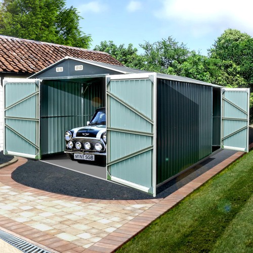 Apex metal garage with - garage, hinged