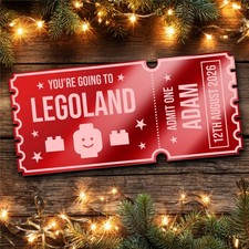 Red Mirror Acrylic Ticket Legoland Or Any Day Out Personalised Any Text Voucher