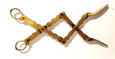 Antique 19th Century Pair Brass Lazy Tongs extending scissor