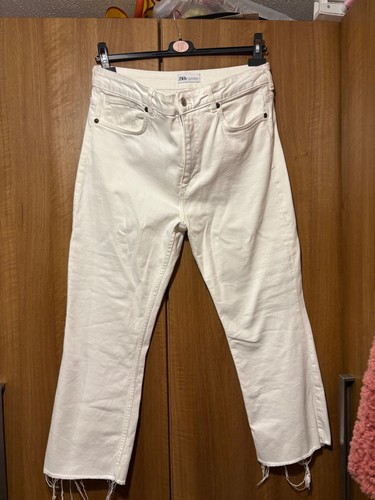 Zara white denim crop jeans - denim,