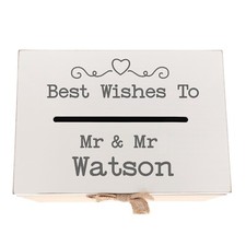 Mr & MR Wedding Card Post Box | Gay Wedding Wooden Memory Gift Box Card Holder