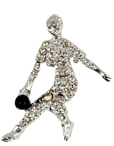 Lady bowling brooch pin - bowling,