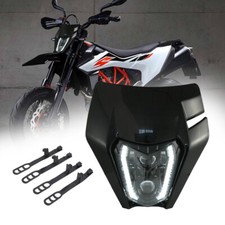 Dirt Bike LED Headlight BLACK Fairing For KTM EXC XCW SMR 150 200 300 350 450