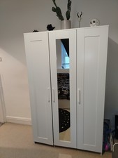 IKEA BRIMNES WARDROBE WITH 3 DOORS WHITE 117 X 190CM in Good condition, Mirrored