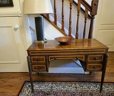 Late Victoriana Solid American Walnut Writing Desk Table with reeded legs 