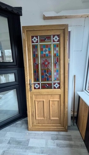 New wood effect upvc door - wood,