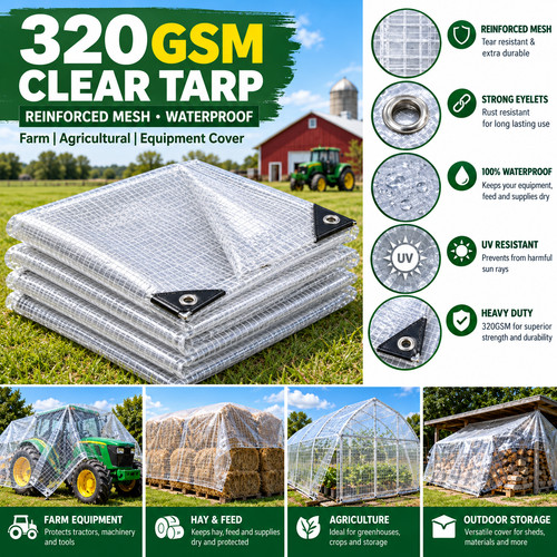 320gsm clear tarp reinforced - 320gsm,