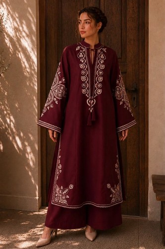 Pakistani designer maroon plum - designer,