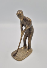 Vintage Brass Golfer Statue Golf Player Figurine Ornament 6"