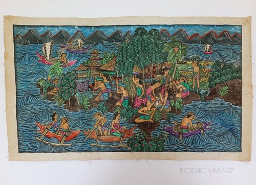 Vintage balinese ubud painting - balinese,