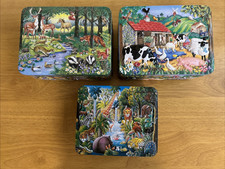 3 x Churchill 3D Embossed Tins: The Farmyard/Natures Friends/The Forest - EMPTY!