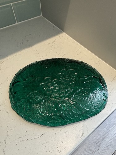 Glass floral embossed dish - floral,