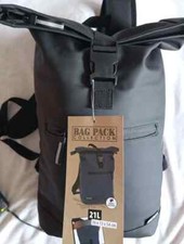 Bag pack Collection Water Resistant Black 21L Zipped Adjustable Strap New