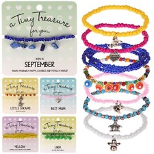 Seed bead bracelet elastic with animal charms birthstones adjustable gift card