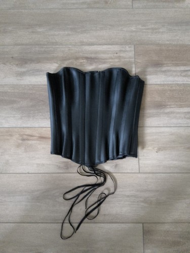 Black faux leather boned - faux,