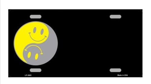 Black tag smiley face yin - tag,