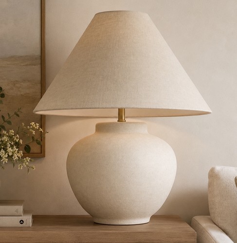 Natural ceramic table - table, lamp
