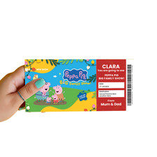 Peppa Pig Big Family Show Xmas Ticket Personalised Christmas Gift Keepsake Card