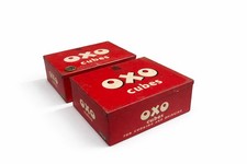 2x Vintage empty OXO Cube Tin