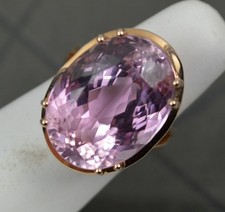 Impressive Huge Kunzite and 14ct Rose Gold Solitaire Statement Ring