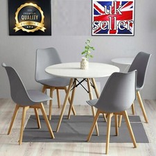 80cm Round Dining Table and Tulip Chairs Set Wooden Legs Kitchen Home Furniture
