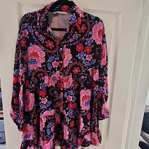 Zara black floral shift dress - zara,