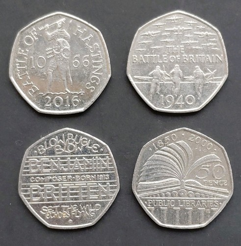 British 50p coin mix - x4,
