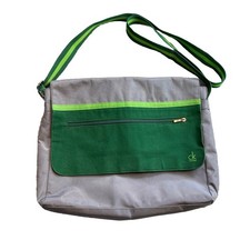 Calvin Klein Mens Satchel Messenger Bag Grey and Green Shoulder Strap