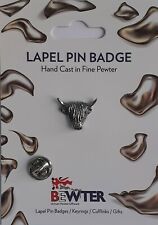 Highland Cow Angus Lapel Pin Badge, British Pewter Coat Hat Tie Brooch BEW112