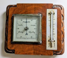 BAROMETER WALL MOUNTED ART DECO MAHOGANY