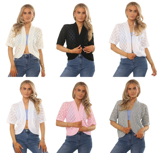 Short sleeve knitted shrug - short,