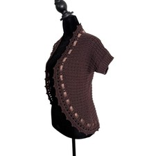 Ann Taylor Brown Crochet Shrug