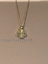 QVC Yellow Gold Plated Sterling Silver Diamonique Sunray Pendant Necklace