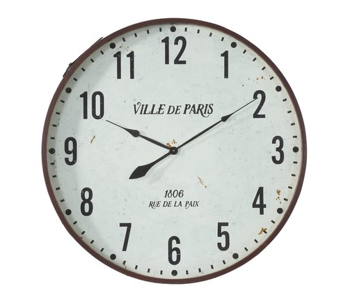 Large brown leather wall clock - brown,