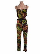 Cherie Los Angeles Mesh Swimsuit and Pants Coverup Tan-Thru Sheer Set Tropical