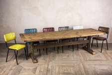 LARGE RUSTIC DINING TABLE 300CM TRESTLE TABLE RECLAIMED PINE DINING TABLE