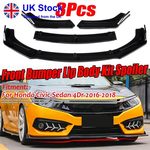 3pcs black front lip splitter - black,