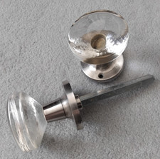CLEAR GLASS + BRUSHED STEEL MORTICE DOOR KNOBS + SPINDEL MODERN