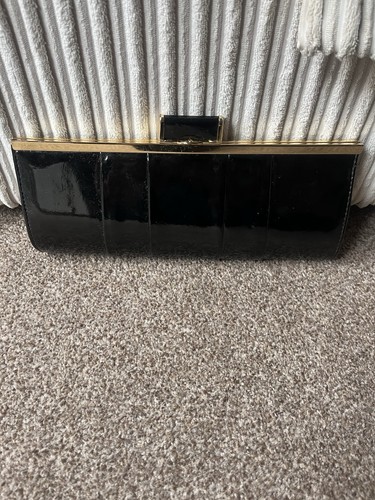 Black patent handbag - black, with