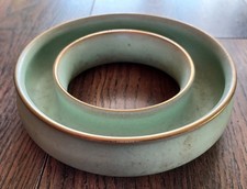 Vintage ceramic posy ring, green mottled/gold trim, 14cm diam., top condition!