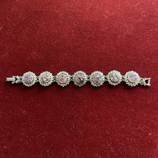 Vintage Silver Tone And Amethyst  Bracelet  Unsigned Piece 
