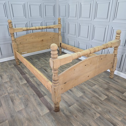 Antique double pine bed - pine,