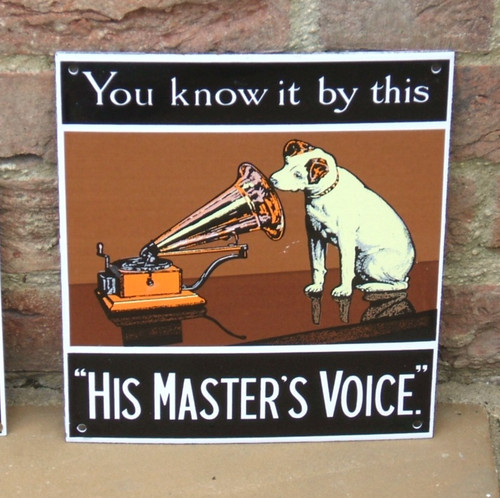 Enamel sign hmv his master - sign,