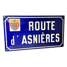 Vintage French Enamel Paris Road Sign – Route d’Asnières in Clichy