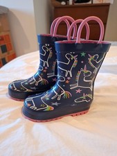 F&F Children's Unicorn & Star Dark Blue Wellies Size 4