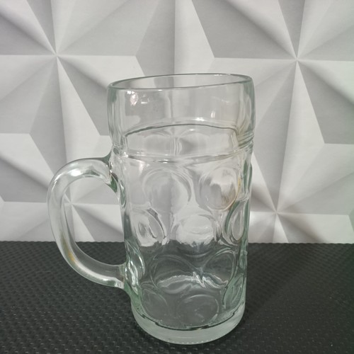 Glass beer jug with handle - glass,