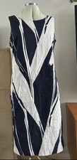 Pomodoro Size 14 round neck blue abstract midi Occasionwear dress