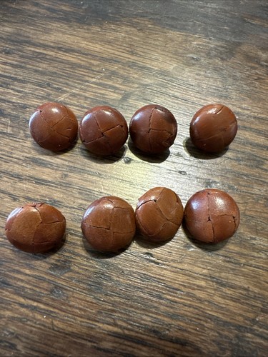 Eight leather football buttons - leather,